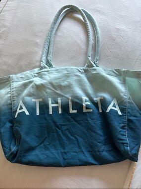 Athleta Ombre Teal-to-Navy Canvas Tote
